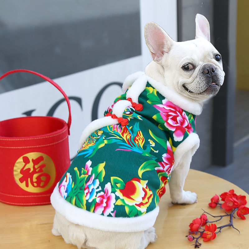 Luxury Winter Chinese New Year costumes dog fashion clothes  dog warm clothes  dog clothing luxury pet clothes