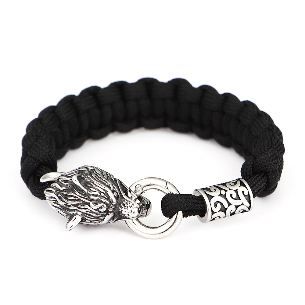 Bracelet Wolf Fenrir Paracord Vikin Bracelet Wolf Head Mens Original Jewelry accessories Custom Bracelet Wristband