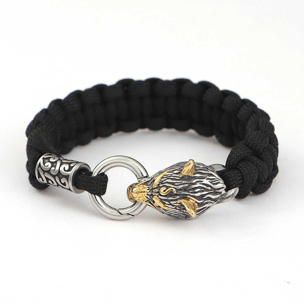 Bracelet Wolf Fenrir Paracord Vikin Bracelet Wolf Head Mens Original Jewelry accessories Custom Bracelet Wristband