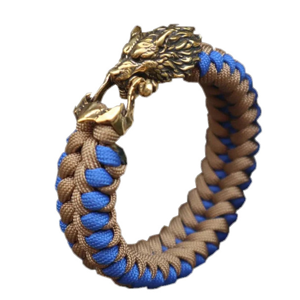 paracord bracelet pulseras de hombre de paracord en cuir bileklik cuentas braided brass buckle viking dragon paracord bead