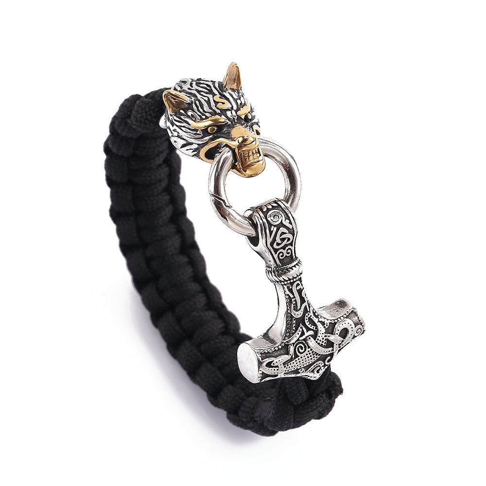 Bracelet Wolf Fenrir Paracord Vikin Bracelet Wolf Head Mens Original Jewelry accessories Custom Bracelet Wristband