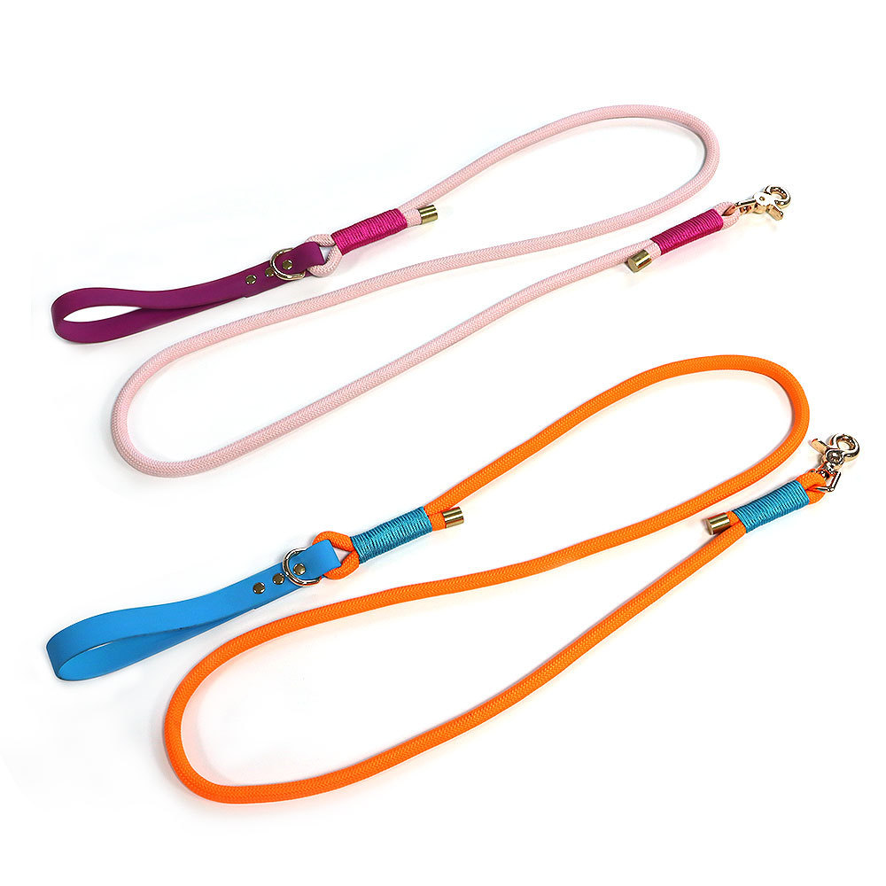 wholesale plain breakaway pet nylon material rope leather dog rope slip leash p chain  custom dog collar and leash set