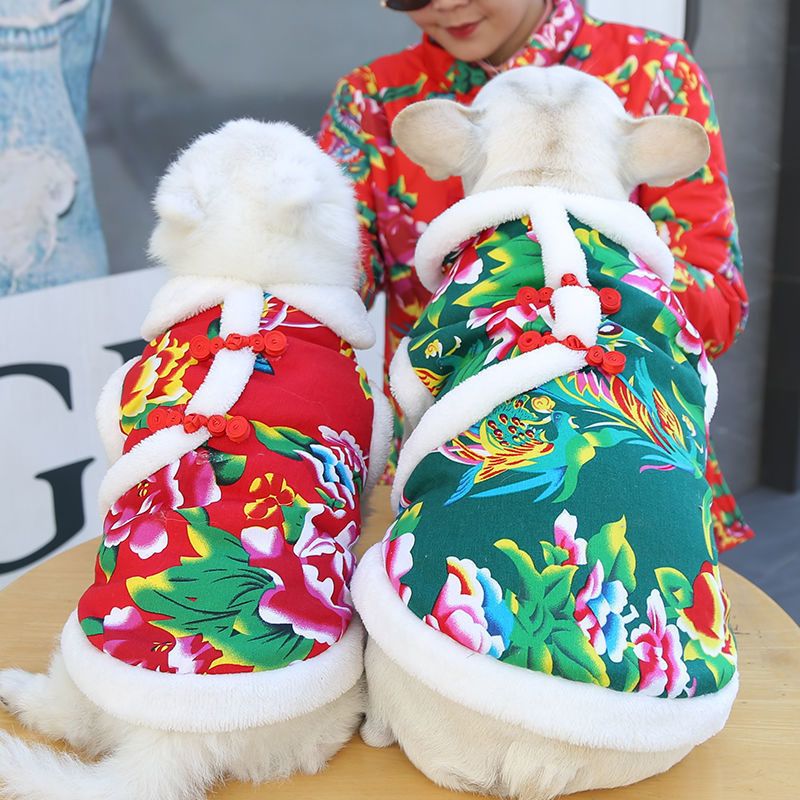 Luxury Winter Chinese New Year costumes dog fashion clothes  dog warm clothes  dog clothing luxury pet clothes