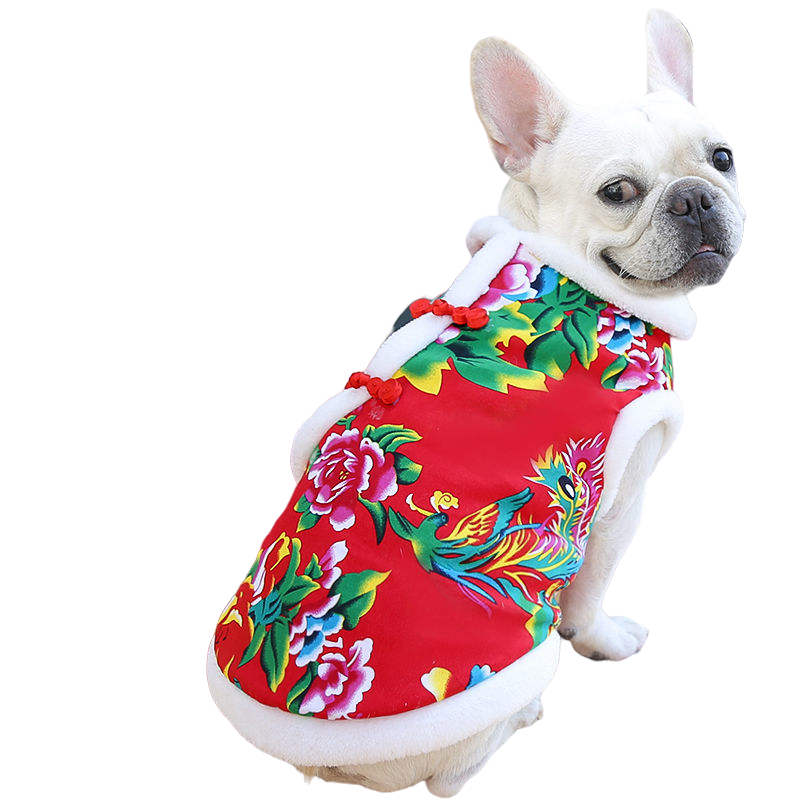 Luxury Winter Chinese New Year costumes dog fashion clothes  dog warm clothes  dog clothing luxury pet clothes