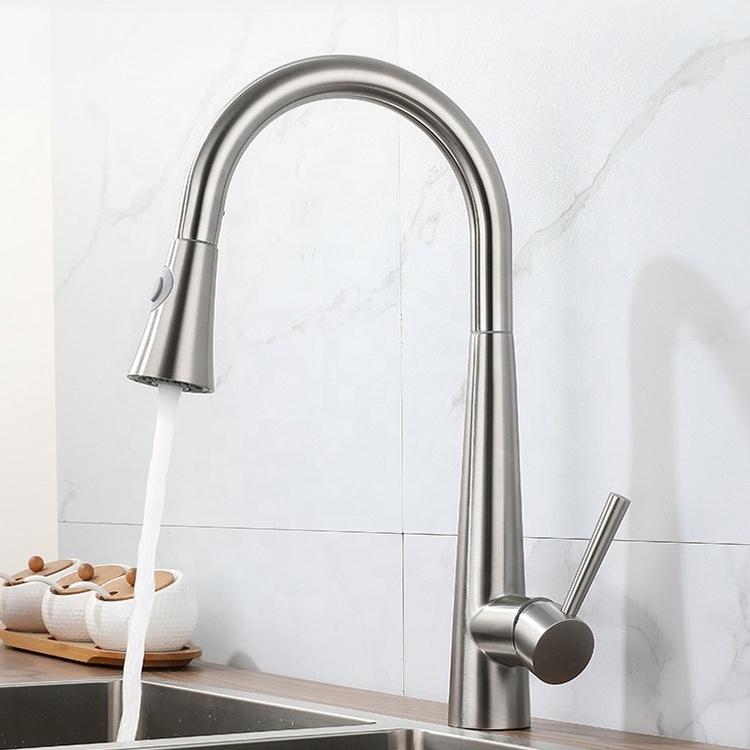 304 Stainless Steel Water Tap Modern Kitchen Taps Brass Pull out Sprayer Kitchen Mixer Sink Faucets