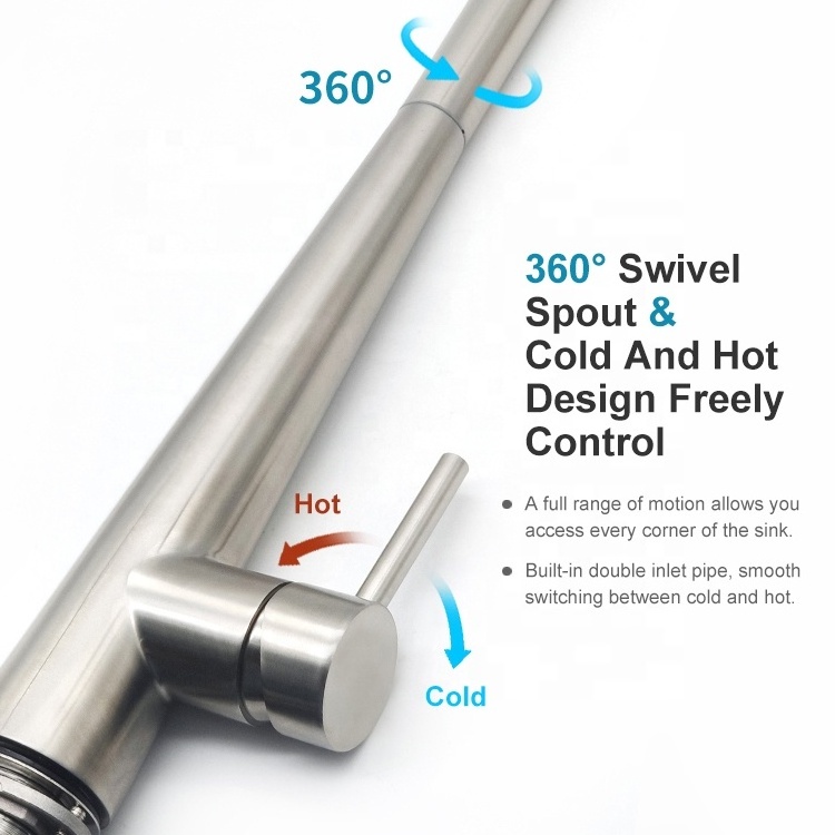 304 Stainless Steel Water Tap Modern Kitchen Taps Brass Pull out Sprayer Kitchen Mixer Sink Faucets