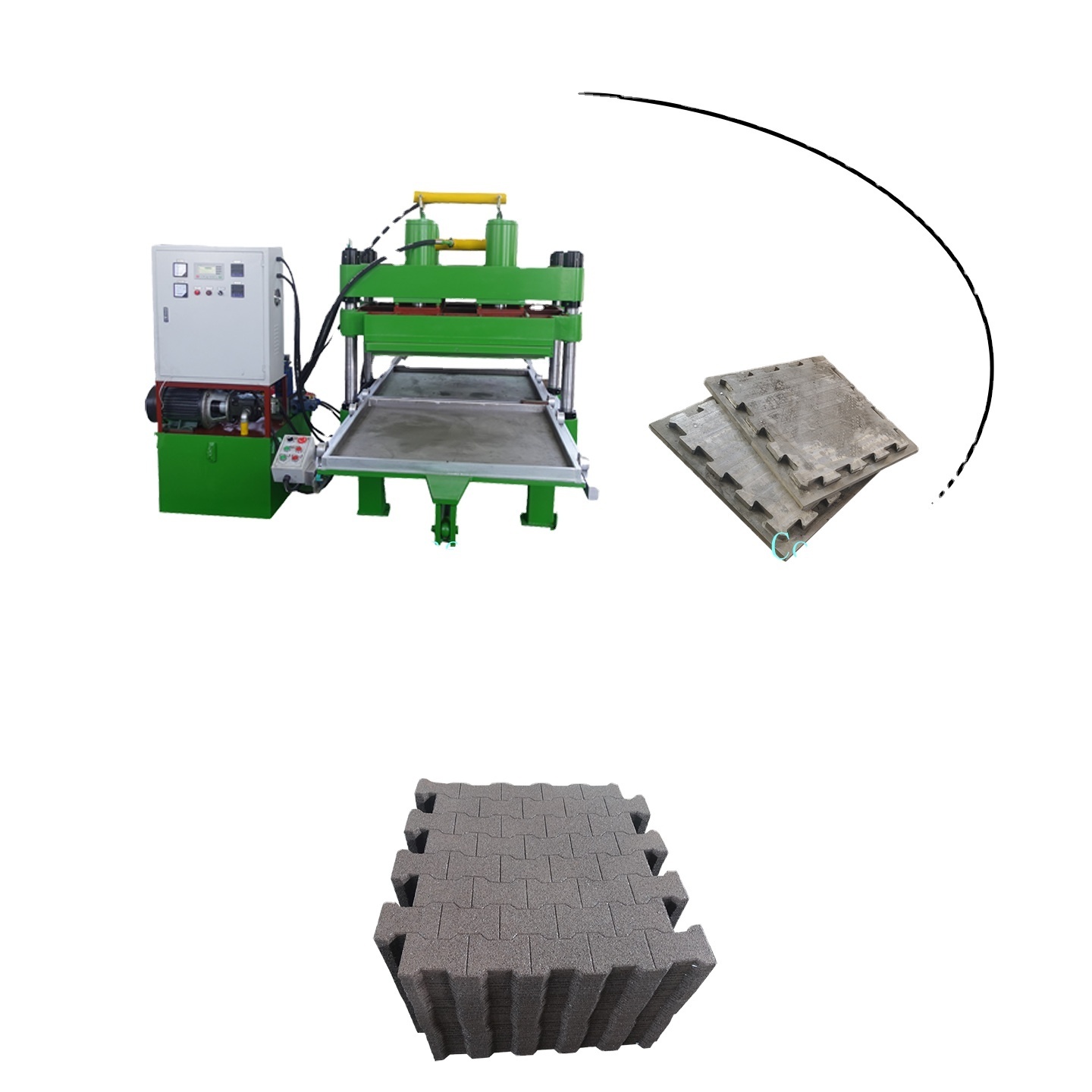 Waste tire recycling vulcanized rubber tile press machine , machine turns rubber into tile mat ,tile making machine