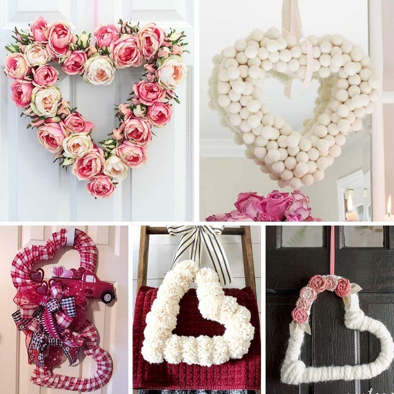 Wholesale christmas heart shape metal topiary wire cross wreath frames