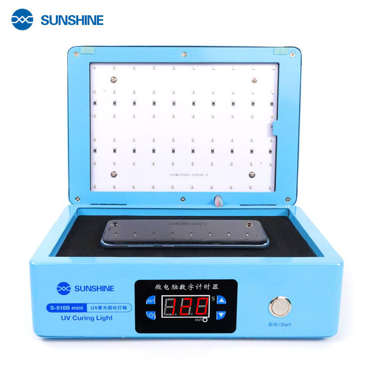 SUNSHINE S-918B Mini UV Lamp Curing Light Box No Blistering High Effect No Wrinkless to Curved Screens With 60pcs Light