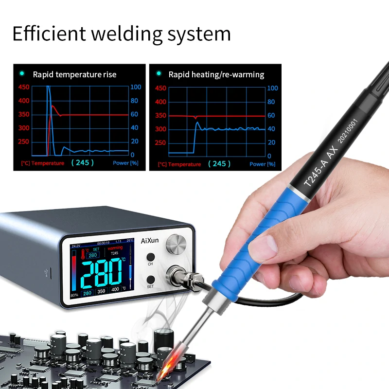 AiXun T3A Smart Soldering Station 200W Supports T12/T245 Handles Mobile Phone SMD BGA Repair Professional Soldering Station