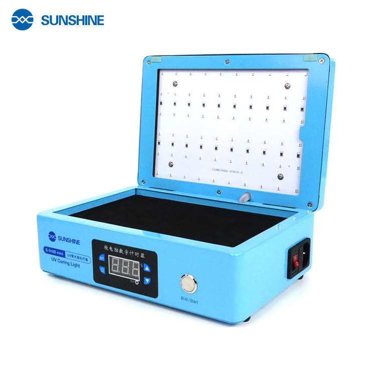 SUNSHINE S-918B Mini UV Lamp Curing Light Box No Blistering High Effect No Wrinkless to Curved Screens With 60pcs Light