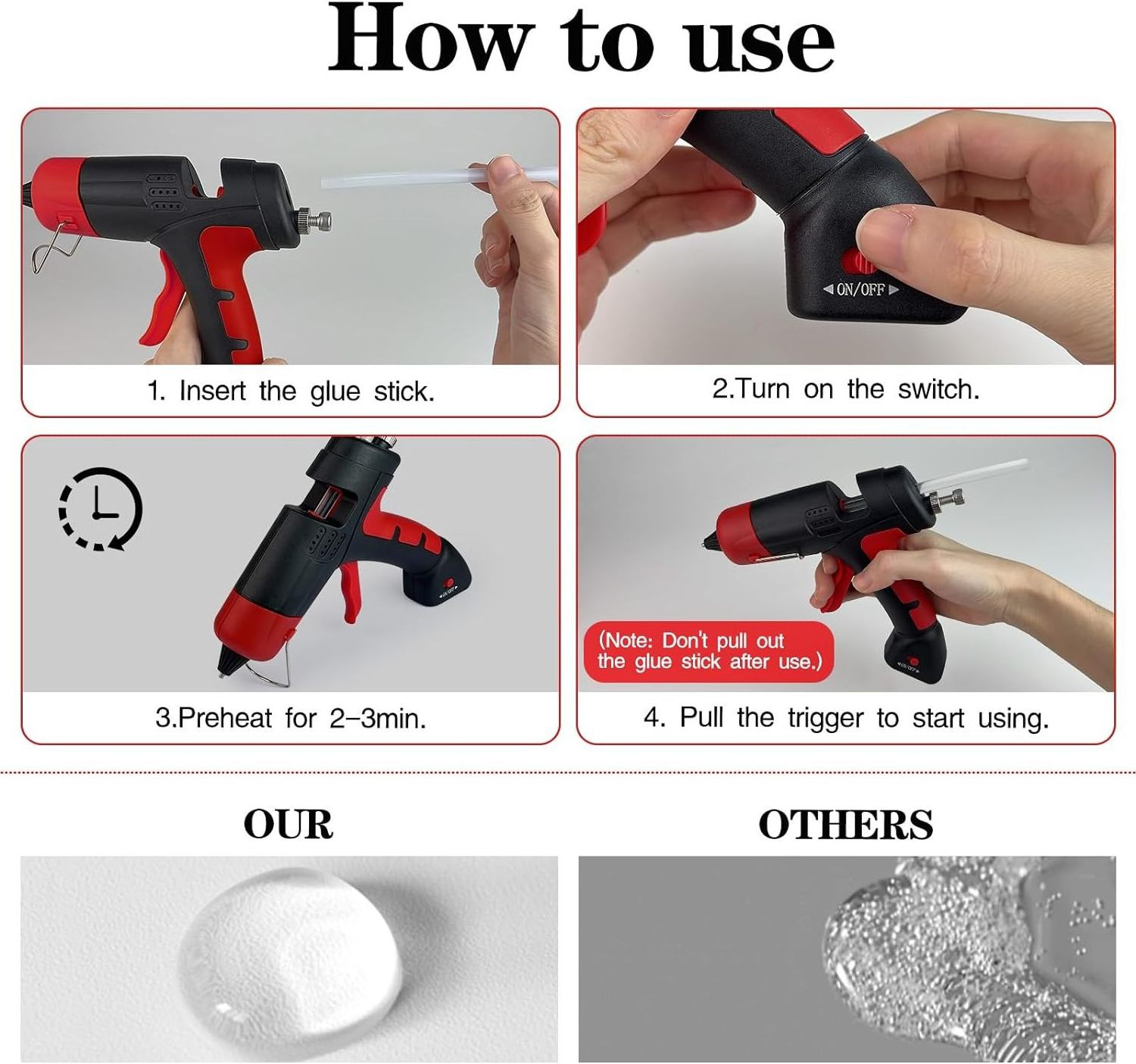 HJ051 3.7V small cordless hot glue gun