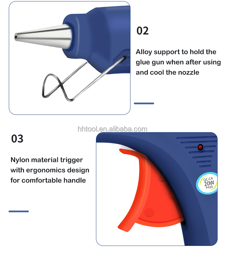 Power 20w Fast Heating Ceramic Ptc Heater Aluminum Material Heat Capacity Barrel Hot Melt Glue Gun For Crafts Diy