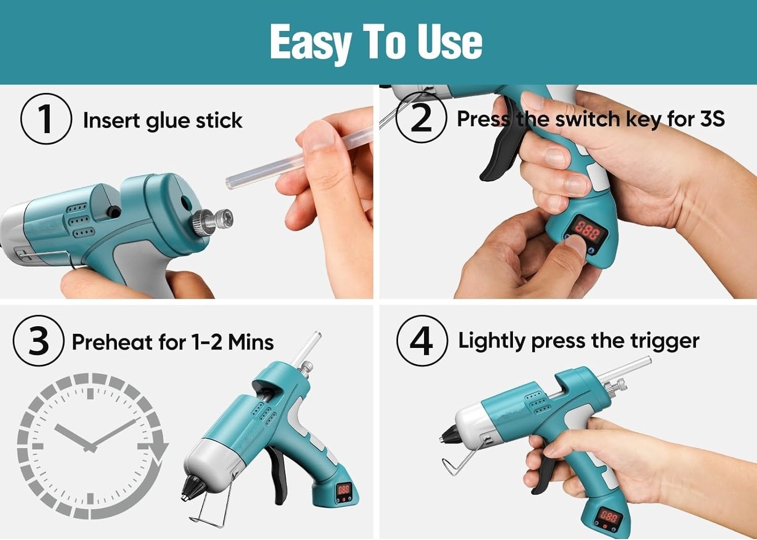 20w Power Heat Capacity Aluminum Barrel+aluminum Alloy Nozzle Hot Melt Glue Gun Featured With Premium Thermal Heating System