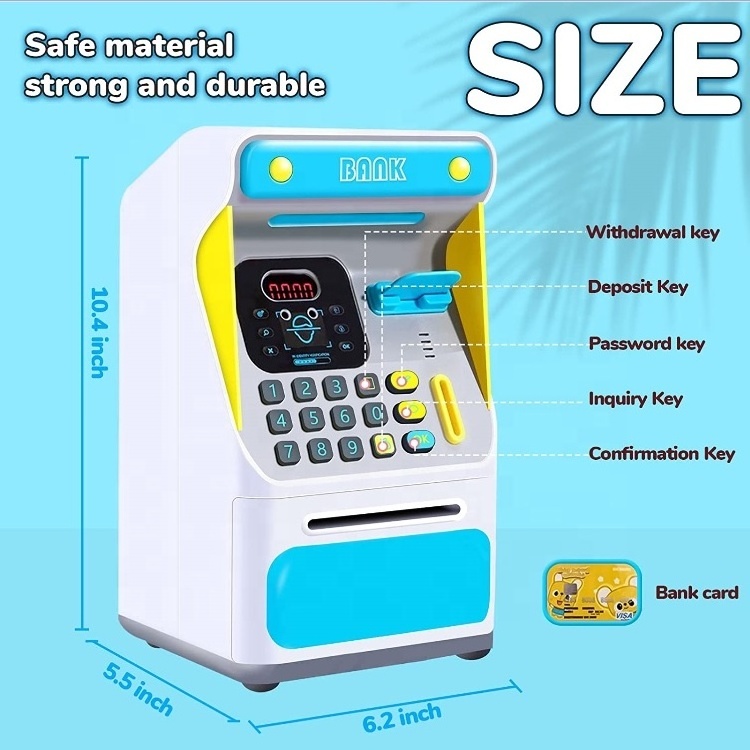 Piggy Money Bank Savings Electronic Mini ATM Machine Cash Coin Real Money with Simulated Face Recognition Safe Box toys