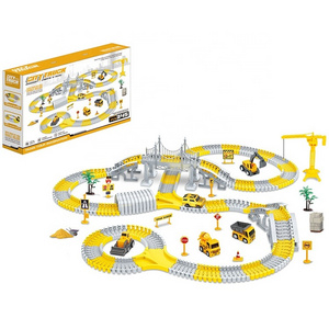 Electric Race Car Flexible Track Play Set Create  Engineering Road Construction Racing Tracks Toys