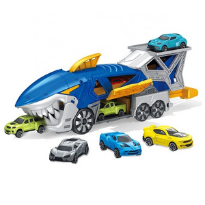 Launcher with Shark Shape Race Track Toys Kids Transport carrier Truck  with free wheel plastics Vehicles