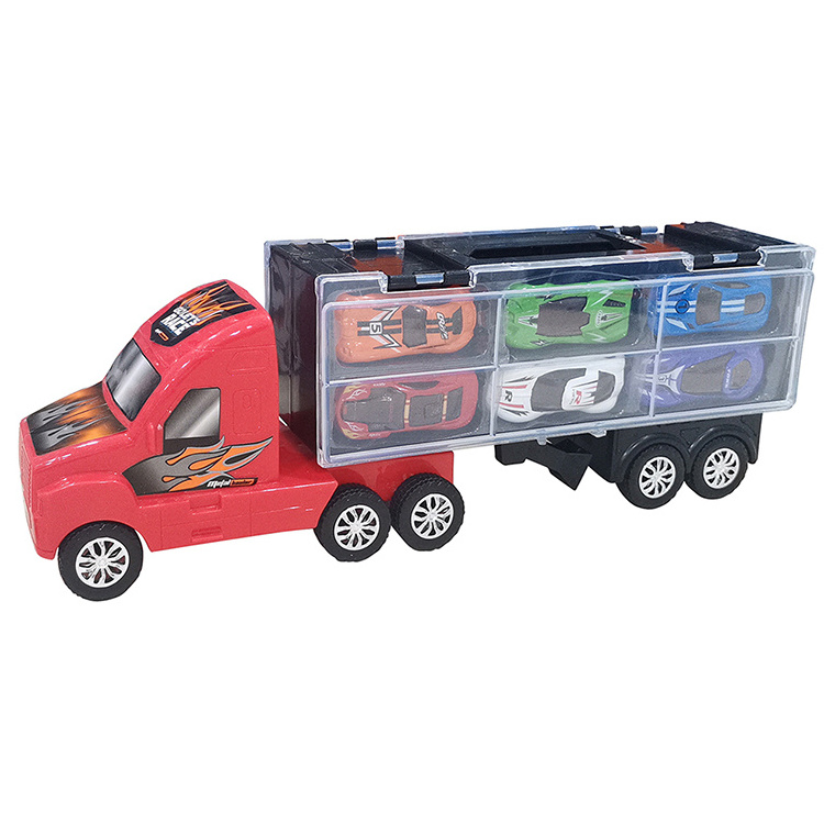 transport friction truck carrier toy fire fighting truck alloy 14 inches container truck