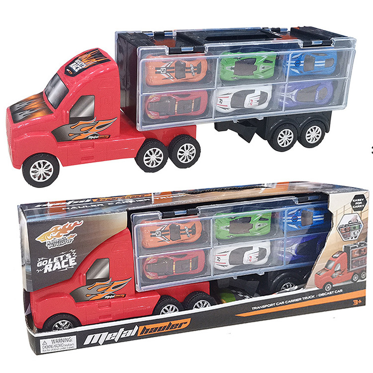 transport friction truck carrier toy fire fighting truck alloy 14 inches container truck