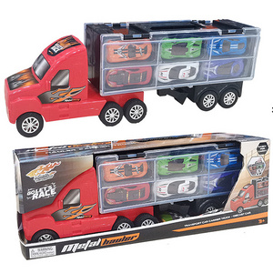 transport friction truck carrier toy fire fighting truck alloy 14 inches container truck