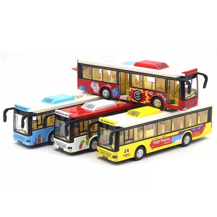 High Quality China Alloy Global Tour Bus Diecast Luxury Bus Metal 1:36 Scale Mini Metal Bus Toy