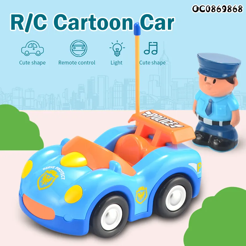 2 Channel Mini Electric Cartoon Racing Police Car Toy With Light And Music Remote Control Car Toy For Kids Gift