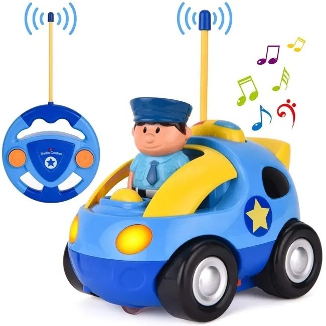 2 Channel Mini Cartoon Car Racing Police Car Toy With Light And Music Plastic Remote Control Car Toy For Kids