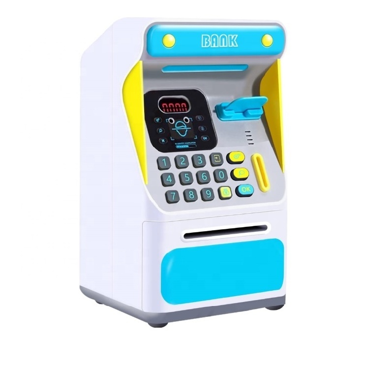 Piggy Money Bank Savings Electronic Mini ATM Machine Cash Coin Real Money with Simulated Face Recognition Safe Box toys