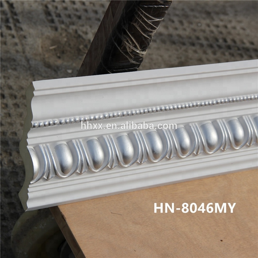 foam PU faux plastic crown molding with light, plastic white crown molding