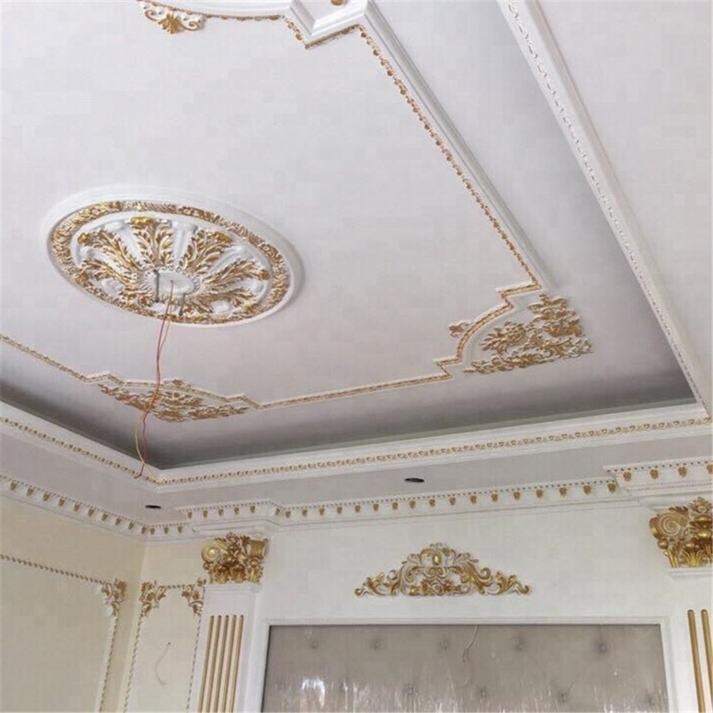 luxury castle decorative gold polystyrene pu foam cornice moulding crown molding