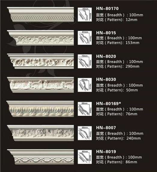 Chinese Carved lightweight beautiful flowers PU moulds polyurethane foam crown molding