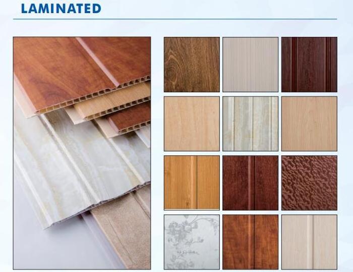 PVC internal fireproof composite wall cladding wooden color PVC ceiling Oil Printing Wood Grain Design Wall Panel