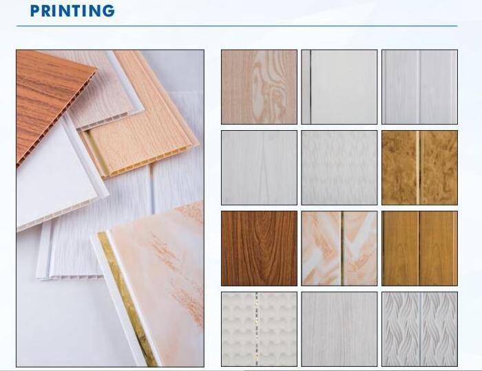 PVC internal fireproof composite wall cladding wooden color PVC ceiling Oil Printing Wood Grain Design Wall Panel