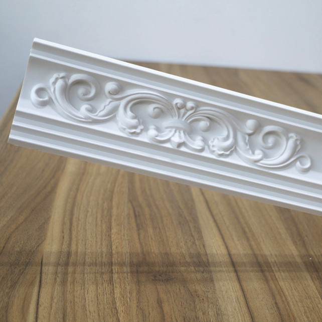 Chinese Carved lightweight beautiful flowers PU moulds polyurethane foam crown molding