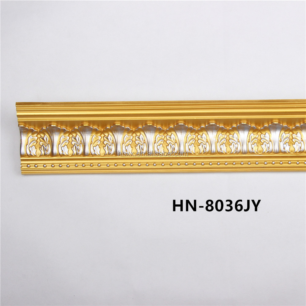 China ceiling corner molding polyurethane, hallway molding gold