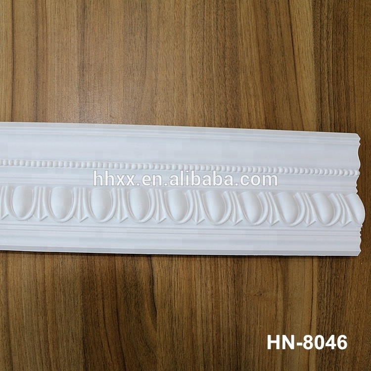 foam PU faux plastic crown molding with light, plastic white crown molding