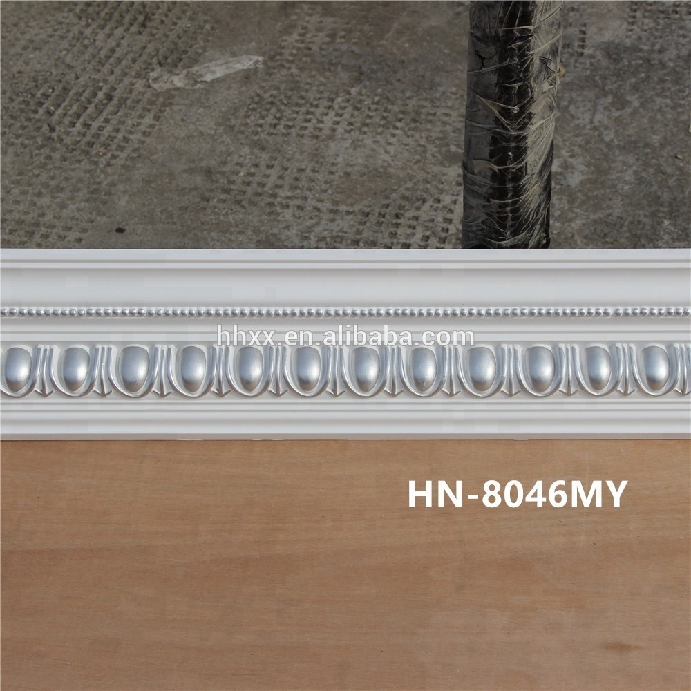 foam PU faux plastic crown molding with light, plastic white crown molding