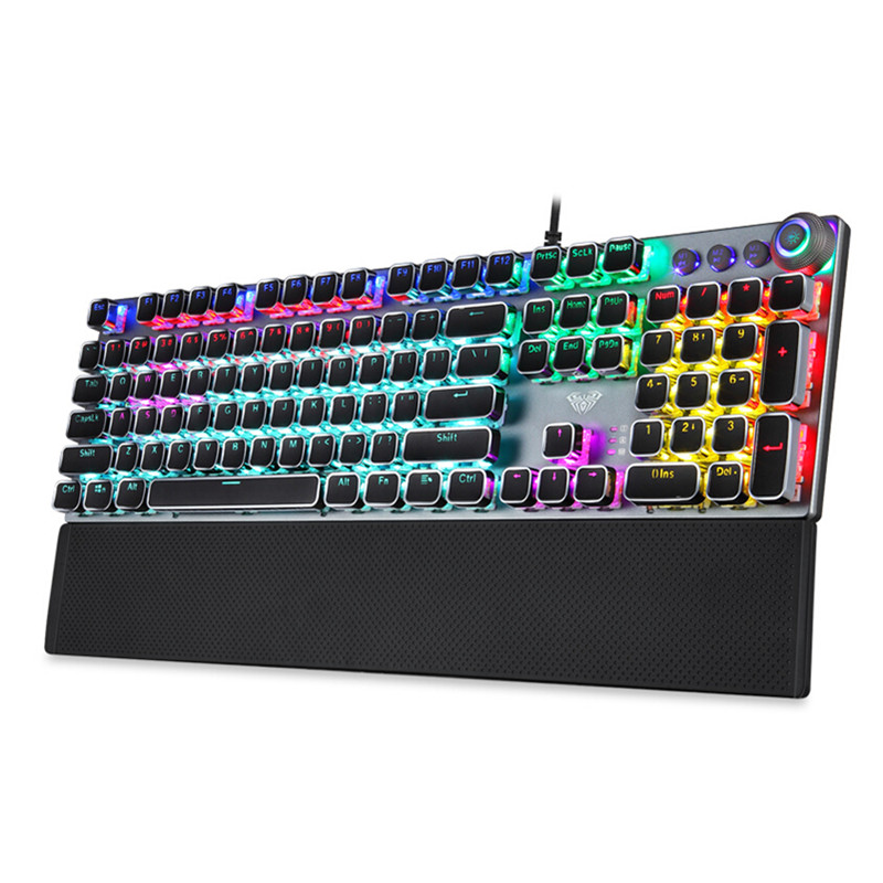 Mechanical Gaming Keyboard 104 Brown Switch Blue Wired Mixed Backlit Keyboard Switches For Game Laptop Pc