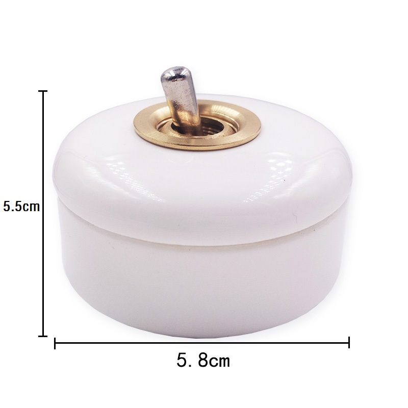 Round Toggle Light Switch One Gang Double Way Porcelain Retro Vintage Light Wall Switches And Sockets Electrical