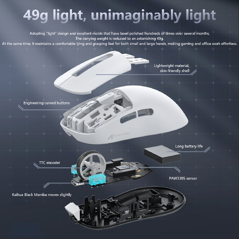 Mouse Lightweight Wireless Mouse E-sports Game Macro Definition Three-mode Wireless Game Mouse Gaming