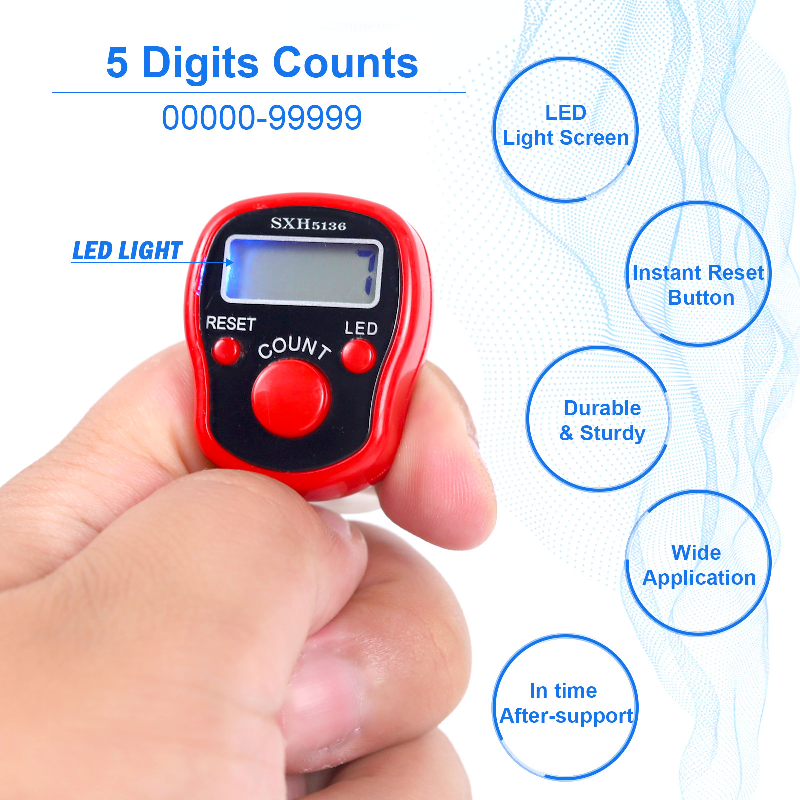 Stitch Marker Row Hand Tally Finger Counter Lcd Digital Counter Display With Light