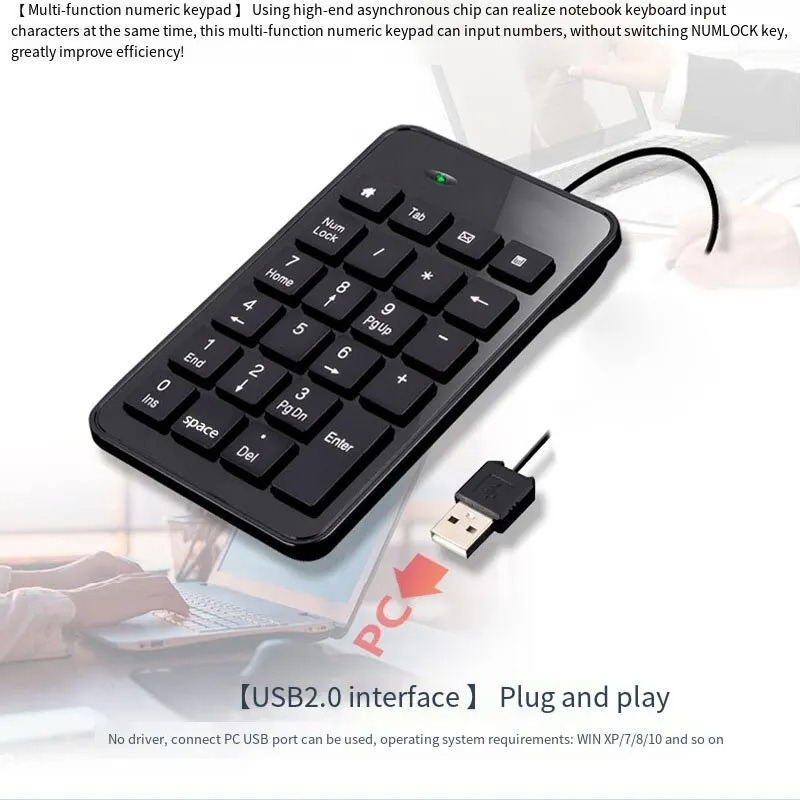 Portable Ultra Thin Mechanical Numeric Keyboard For Laptop Pc Bank 23 Keys Usb Wired Mini Digital Keyboard Switches