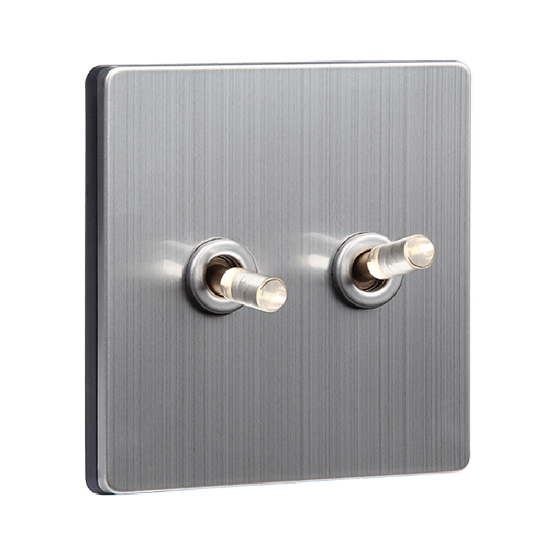 Metal brushed panel + Brass Crystal Toggle Switch Wall Light Hotel Socket 220V wall switches and sockets electrical