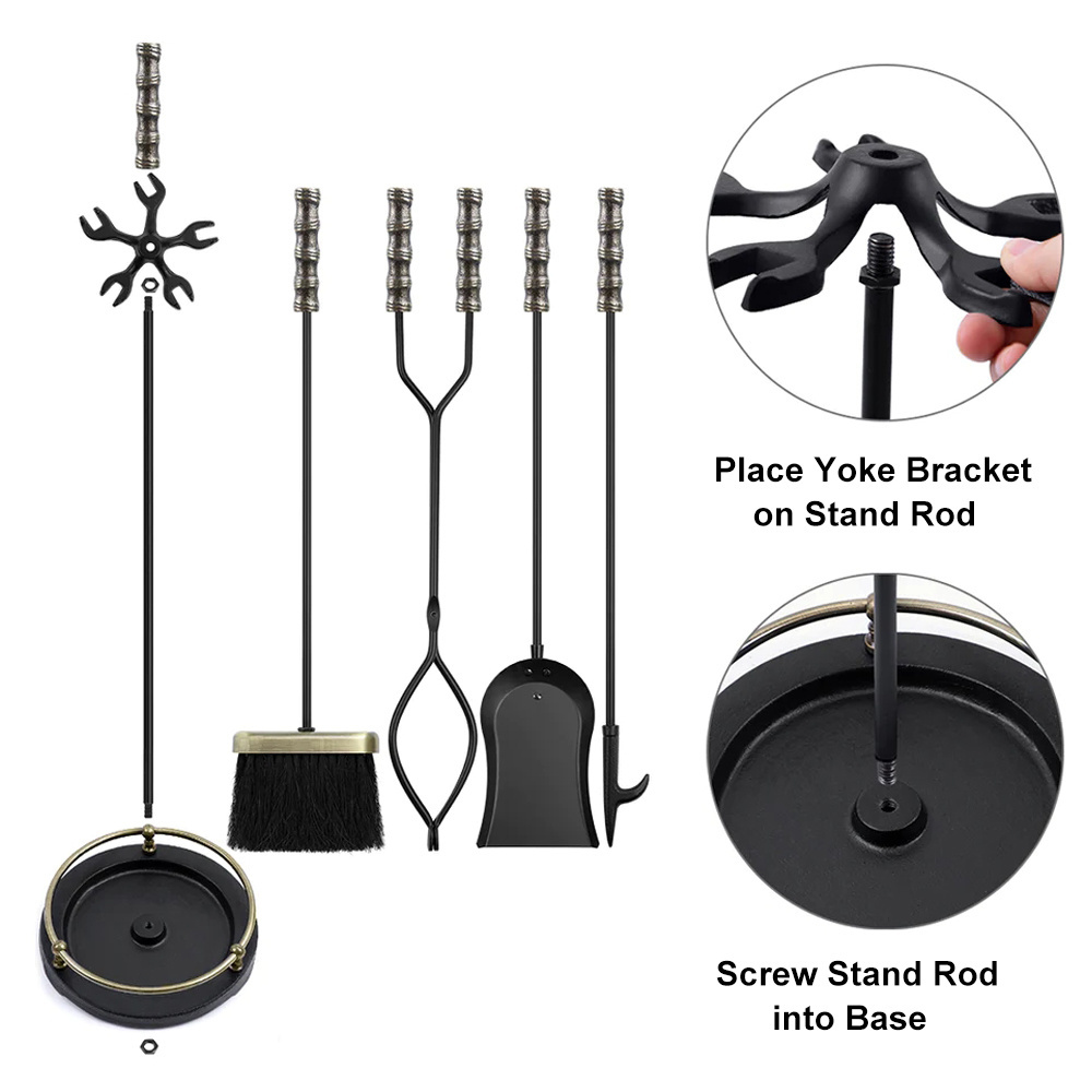 Good Quality Fireplace Tools Accessories Set Indoor Wrought Iron Fire Set