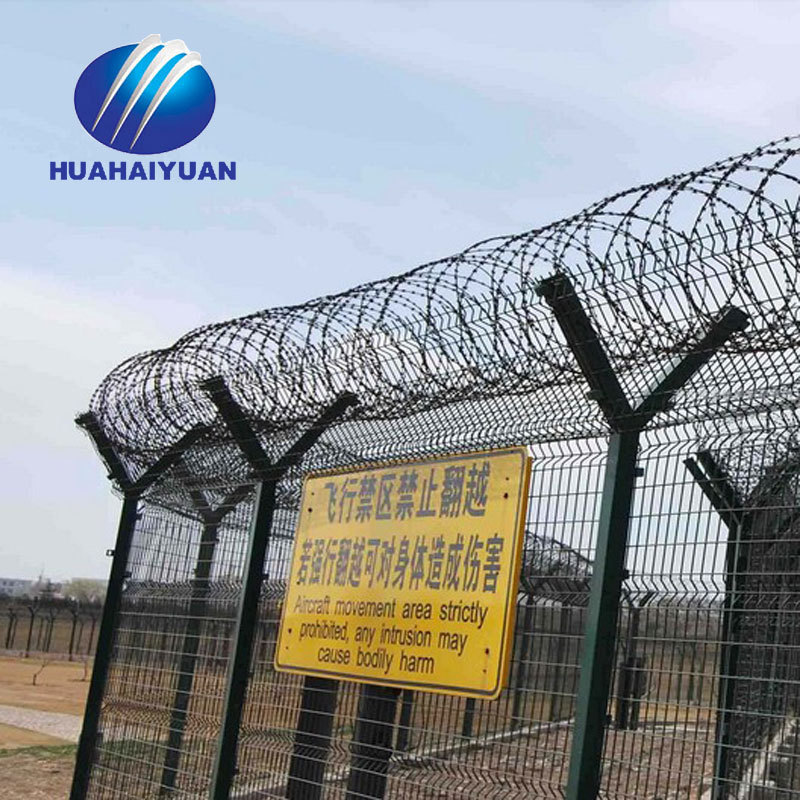 Airport Fence Security Anti-climb barrier Concertina Razor Barbed Wire Fencing airport pvc coated fence