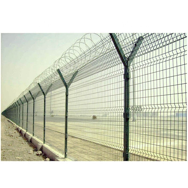 Y Post Airport Security Fence  Concertina Razor Barbed Wire Welded Mesh Fencing