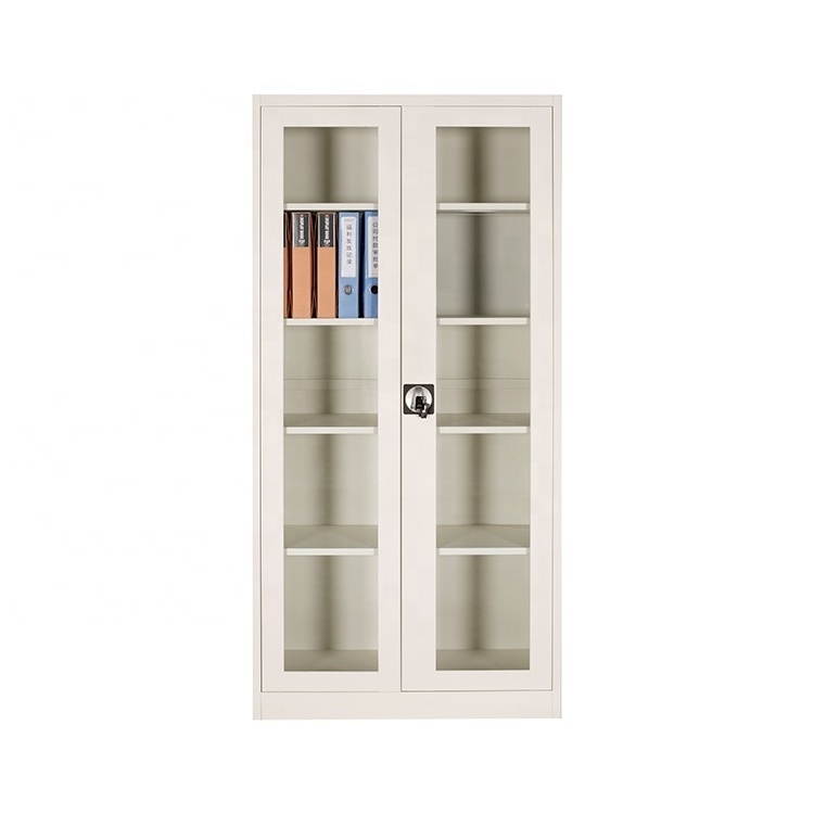 Office furniture vertical filing laboratory steel glass door storage cabinet