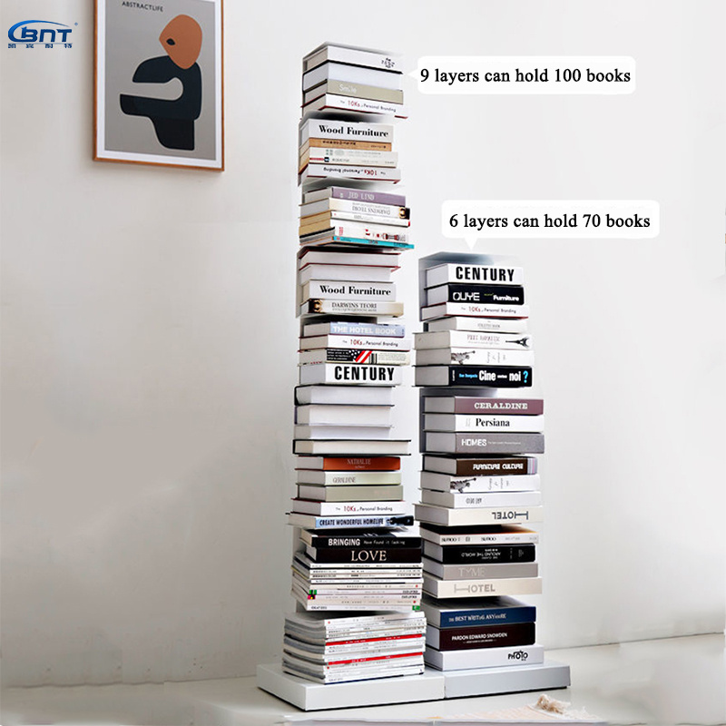 Portable modern furniture large tall bookcase 6/8/10 tiers industrial metal book shelf for living room