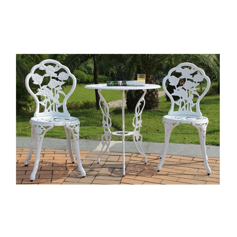 Cast aluminum outdoor patio furniture Rose 3 Piece bistro set