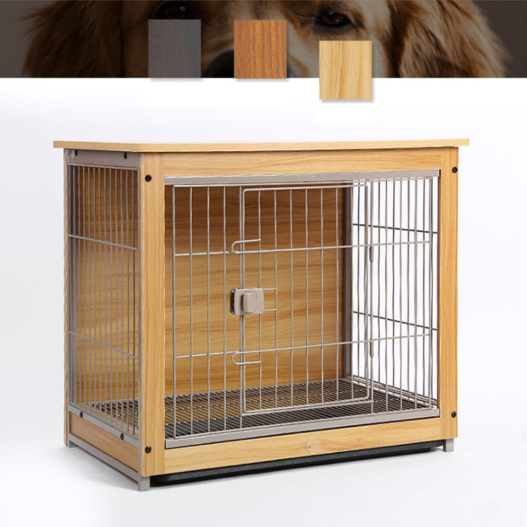 Large Wooden Dog Kennel Cage Metal Foldable Heavy Dog Cages Crate for sale